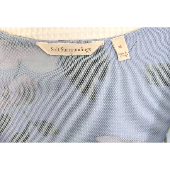 Soft Surroundings~Size M~Blue Floral Sleeveless Lined Summer Dress Asymmetrical. - Picture 2 of 16